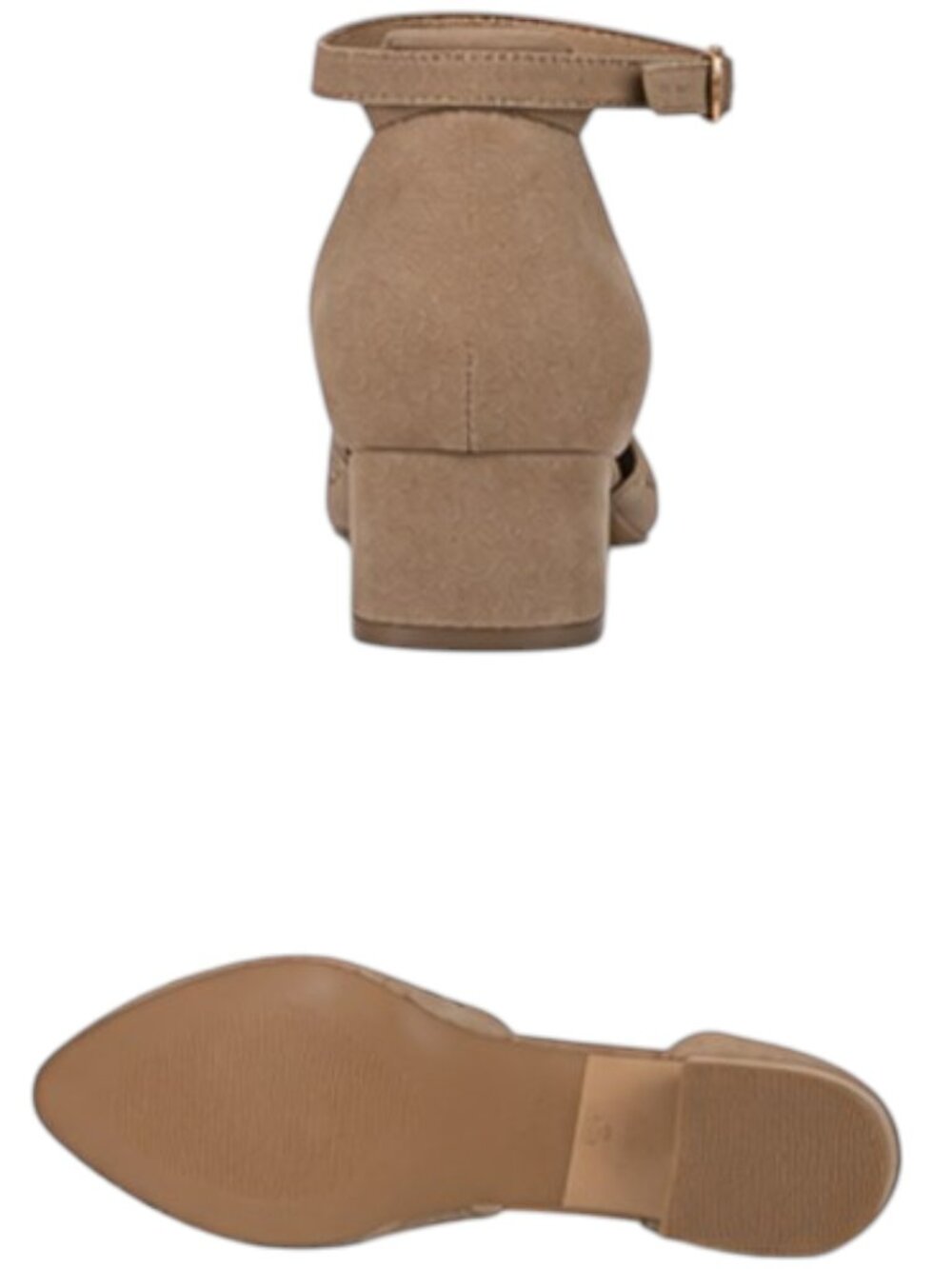 Nature Breeze Apex-01 Faux Suede D’Orsay Perforated Block Heel Beige Sandals - Picture 5 of 6